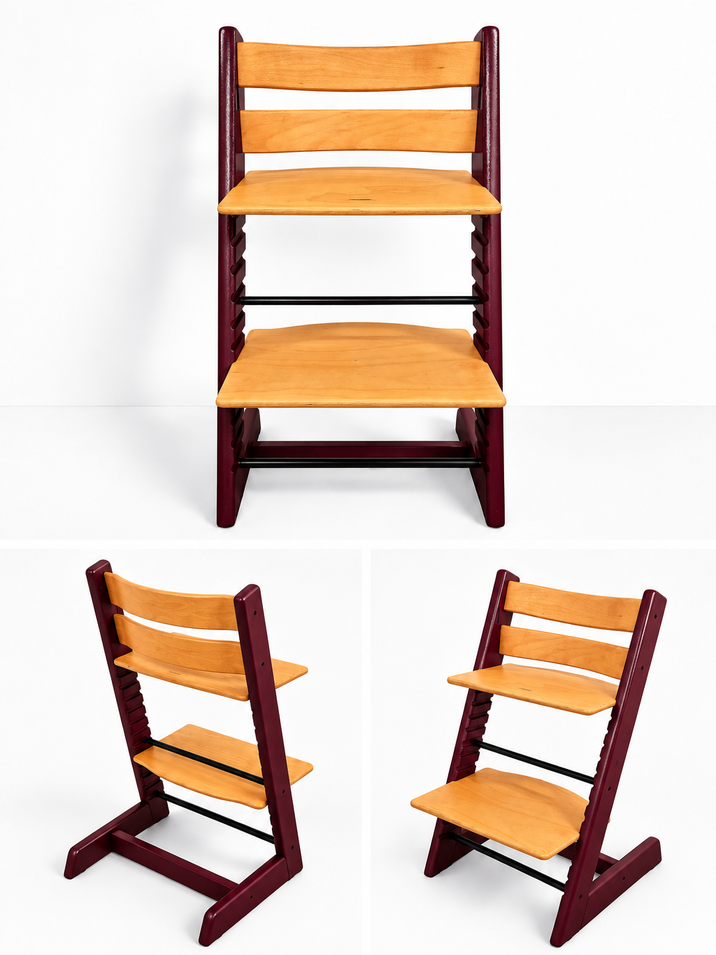 Originele Refurbished Tripp Trapp - Klassiek Naturel / Burgundy